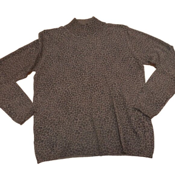 August Silk Knits 70% Silk Cheetah Leopard Print 3/4 Sleeve Sweater Size M - Picture 1 of 4